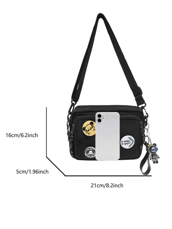 Fashionable Patched Design Crossbody Bag, Casual Multi-pocket Zipper Crossbody Bag with Adjustable Strap, Fashionable Crossbody Bag for Men & Women