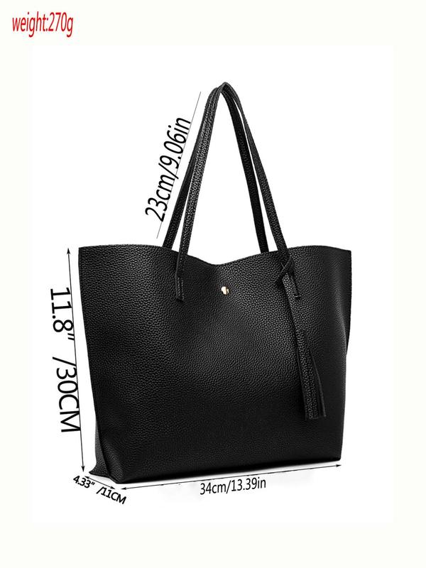 Women's Summer Solid Color Tote Bag, Large Capacity Shoulder Bag, Tote Bag for Work & Daily Use, High-quality Daily Commuting Bag, Girl Shopping Bag