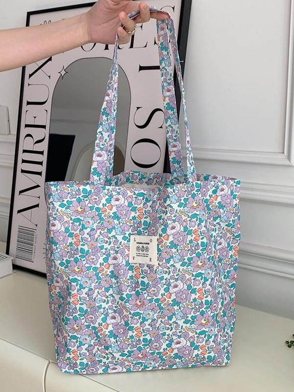 Fashion All Over Print Tote Bag, Large Capacity Floral Pattern Shoulder Bag for Women & Girls, Casual Trendy Versatile High-quality Daily Commuting Bag, Girl Fashionable Shopping Bag