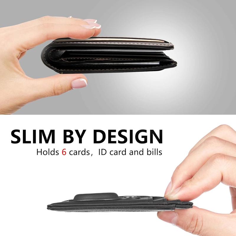 Slim Minimalist Front Pocket Wallet with Built-in Case Holder for AirTag