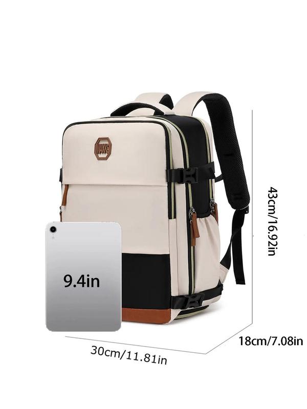 Colorblock Backpack with Shoe Storage Compartment, Large Capacity Multi-layer Backpack, Trendy Stylish Backpack for Work, Business Trips, Outings, Travel, and School