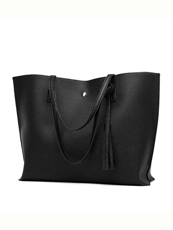 Women's Summer Solid Color Tote Bag, Large Capacity Shoulder Bag, Tote Bag for Work & Daily Use, High-quality Daily Commuting Bag, Girl Shopping Bag