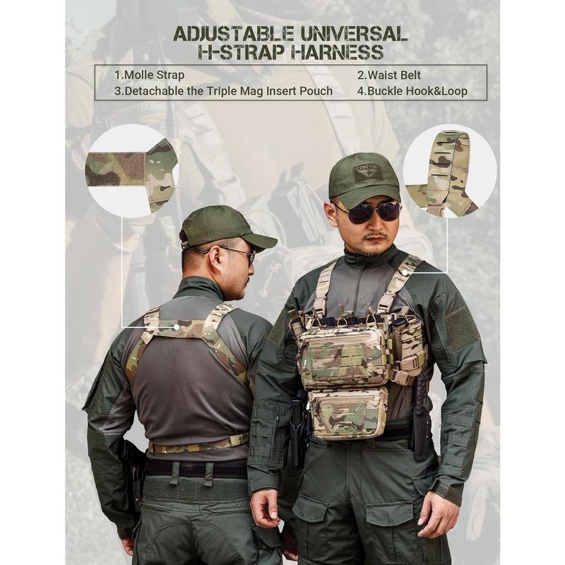 Chest Rig- Chest RigMolle Modular  Fight Chest Rigs Adjustable&Detachable with 5.56 7.62 Magazine Pouch