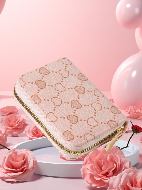 Heart Pattern Design Short Wallet, Fashionable Pu Leather Card Holder, Casual All-match Commuter Bag for Work & Daily Use