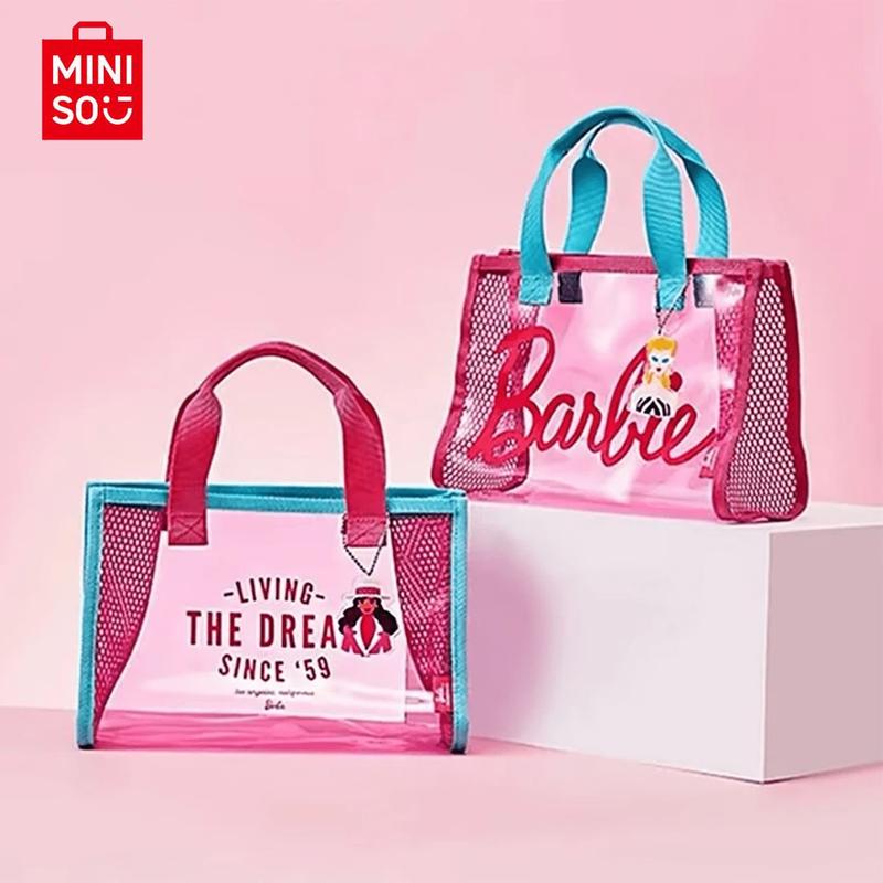 Barbie Daylight Shiny Series PVC Tote Bag Women Handbag Medium Size Barbie Design Transparent Tote Bag For Girl For Outgoing