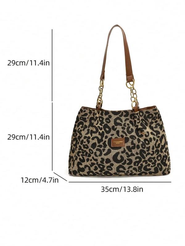 Women's Fashion Leopard Print Tote Bag, College Tote Bag, Large Capacity Shoulder Bag for Daily Used, Casual Trendy Versatile High-quality Daily Commuting Bag, Girl Fashionable Bag