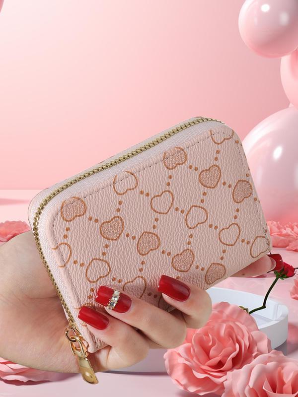 Heart Pattern Design Short Wallet, Fashionable Pu Leather Card Holder, Casual All-match Commuter Bag for Work & Daily Use