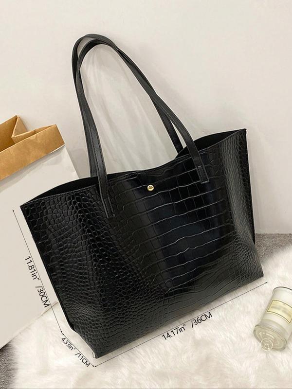 Women's Summer Solid Color Tote Bag, Large Capacity Shoulder Bag, Tote Bag for Work & Daily Use, High-quality Daily Commuting Bag, Girl Shopping Bag