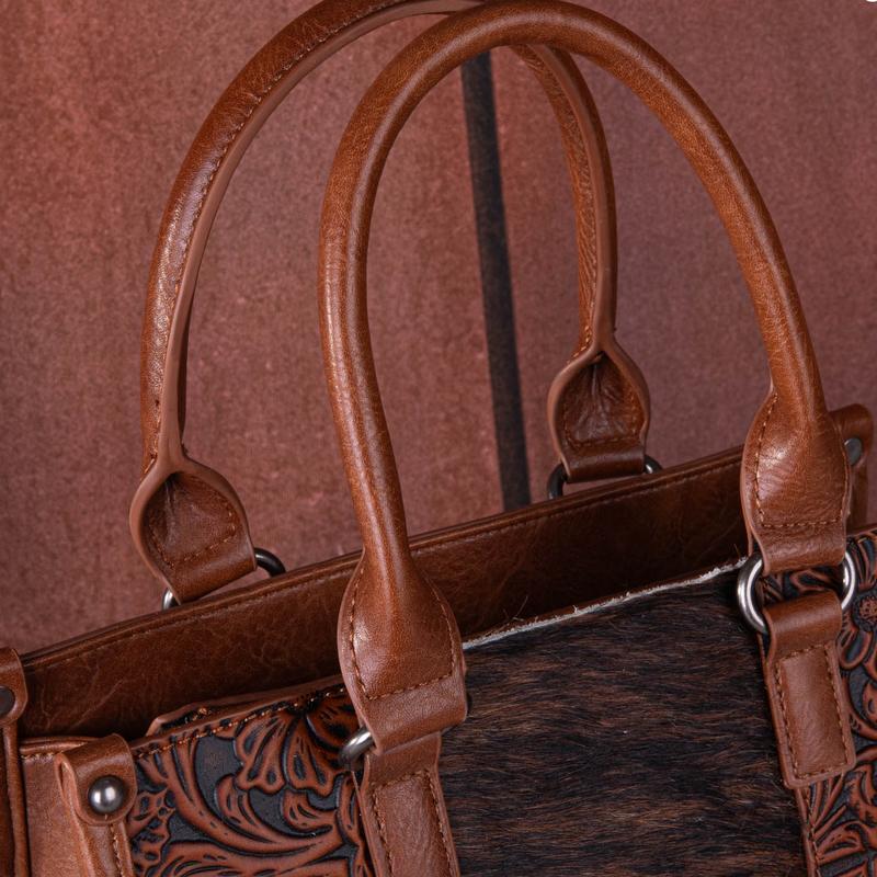 Trinity Ranch Hair On Cowhide Tooling Tote Bag Suitable for Daily Life