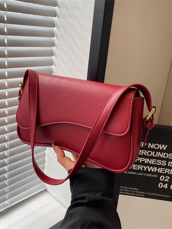 Women's Solid Color Flap Shoulder Bag, Fashionable PU Leather Crossbody Bag for Work & Commuting, Casual Trendy Versatile High-quality Daily Commuting Bag