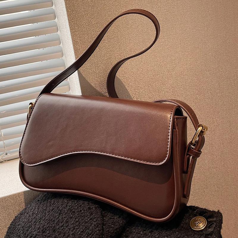 Vintage Flap Shoulder Bag for Women Lightweight Leisure Crossbody Bag Casual Plain Messenger Bag