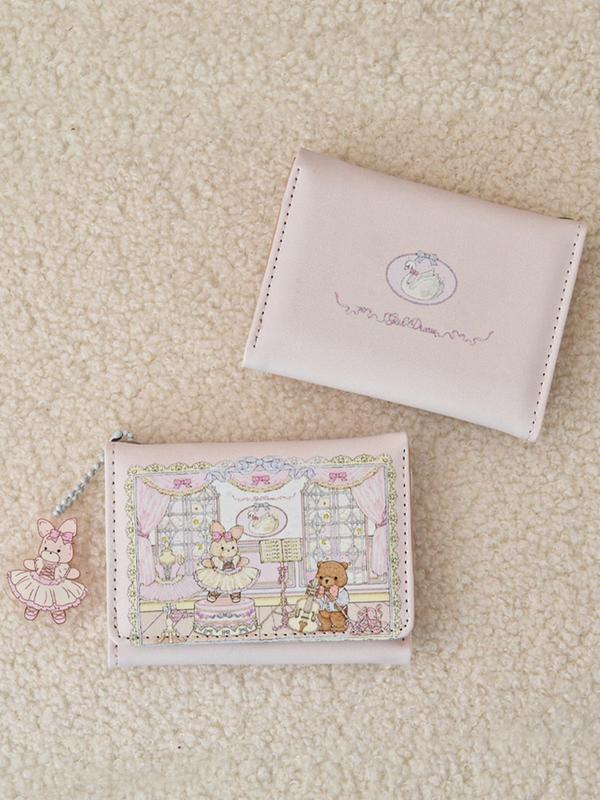 Women's Cartoon Bear & Rabbit Pattern Short Wallet, Cute Multi Card Slot Trifold Short Wallet, Fashionable Wallet for Women & Girls