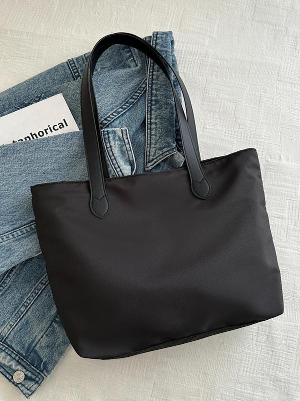 Solid Color Tote Bag, Fashionable Casual Shoulder Bag for Women & Girls, Simple All-match Bag for Daily Life & Work