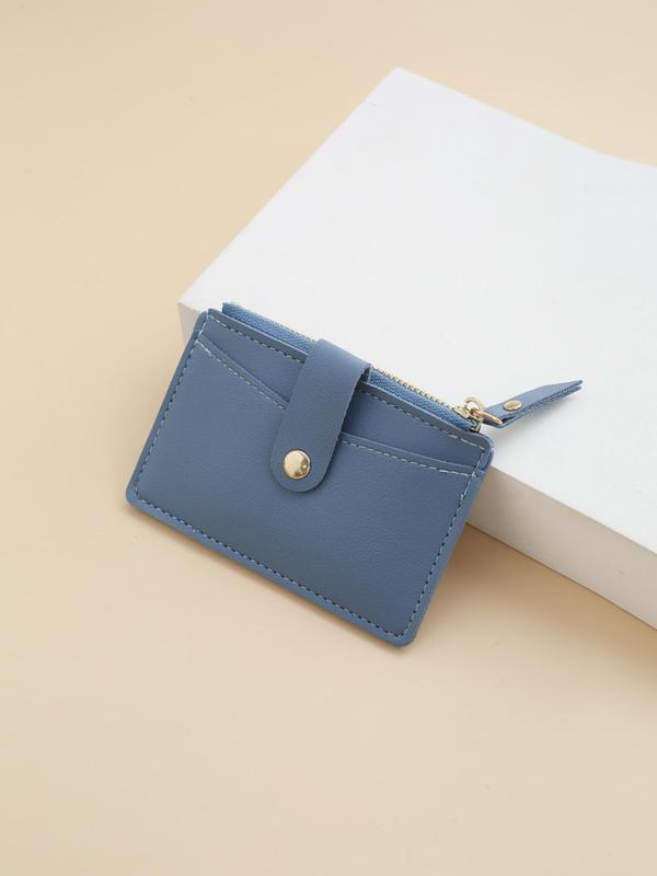 Women's Fashionable Plain Pu Leather Zipper Short Wallet, Casual Versatile Card Holder, with Card Slots for Women, Casual Trendy Versatile High-quality Daily Wallet