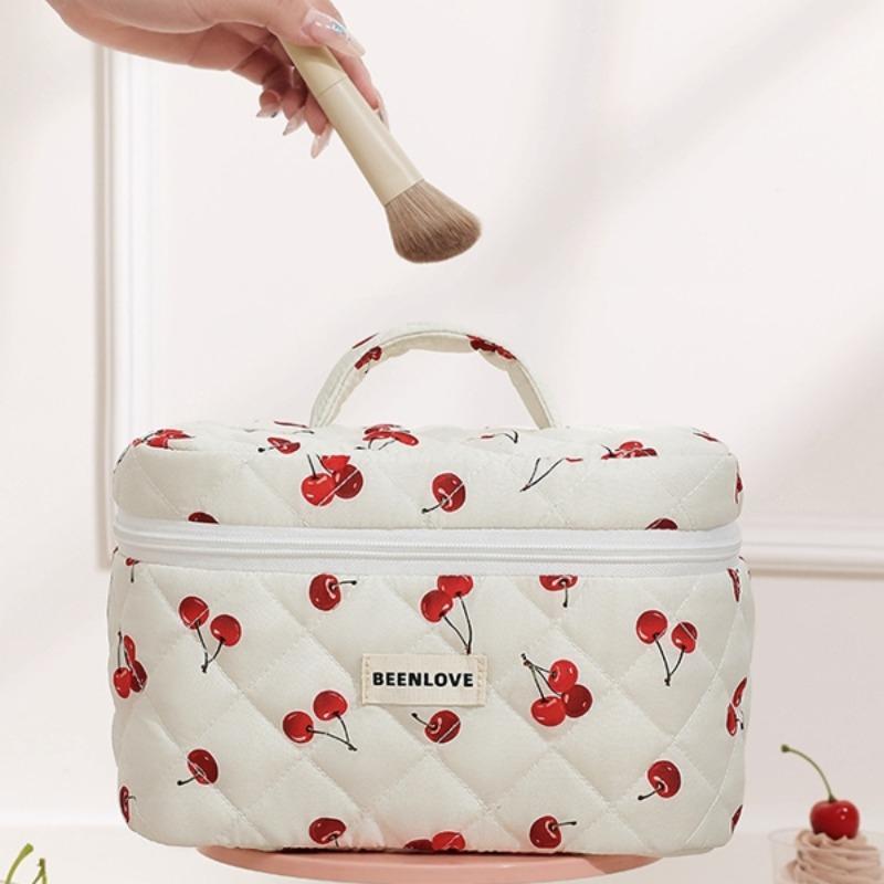 Cherry Pattern Travel Storage Bag Set, 3 Counts set Large Capacity Cosmetic Storage Bag, Portable Travel Toiletry Bag for Indoor & Outdoor