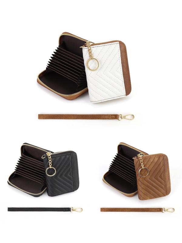 Women's Elegant Minimalist Quilted Card Holder, Trendy Versatile Zipper Card Holder, Chic All-match Card Holder for Daily & Work Use