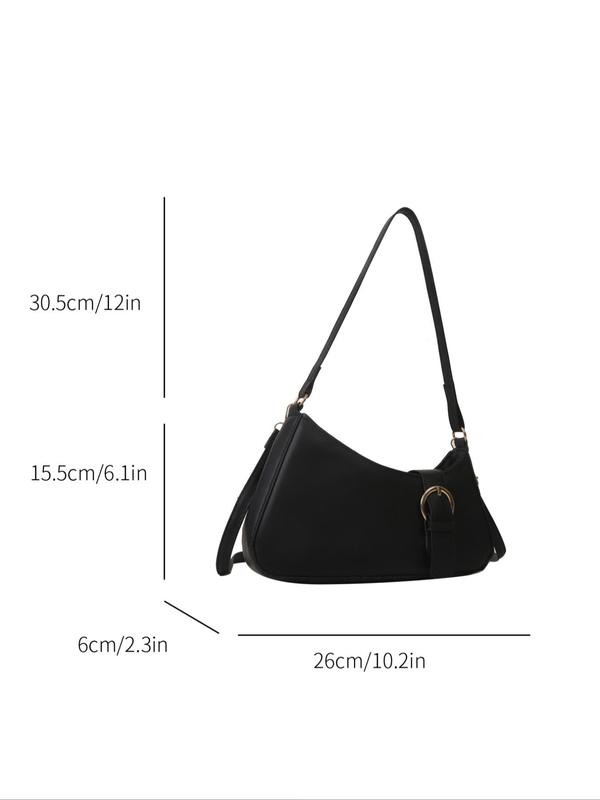 Women's Fashionable Solid Color Baguette Bag, Simple Plain Pu Leather Zipper Shoulder Bag for Daily Used, Casual Trendy Versatile High-quality Daily Commuting Bag, Girl Fashionable Shopping Bag