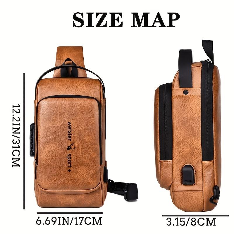 WEIXIER Man Bag - Single Shoulder Sports Slanting Chest Backpack with USB Charging Port & Anti-theft Feature - For Men - Suitable for Travel, Hiking & Daily Use - Ideal Gift for Outdoor Enthusiasts