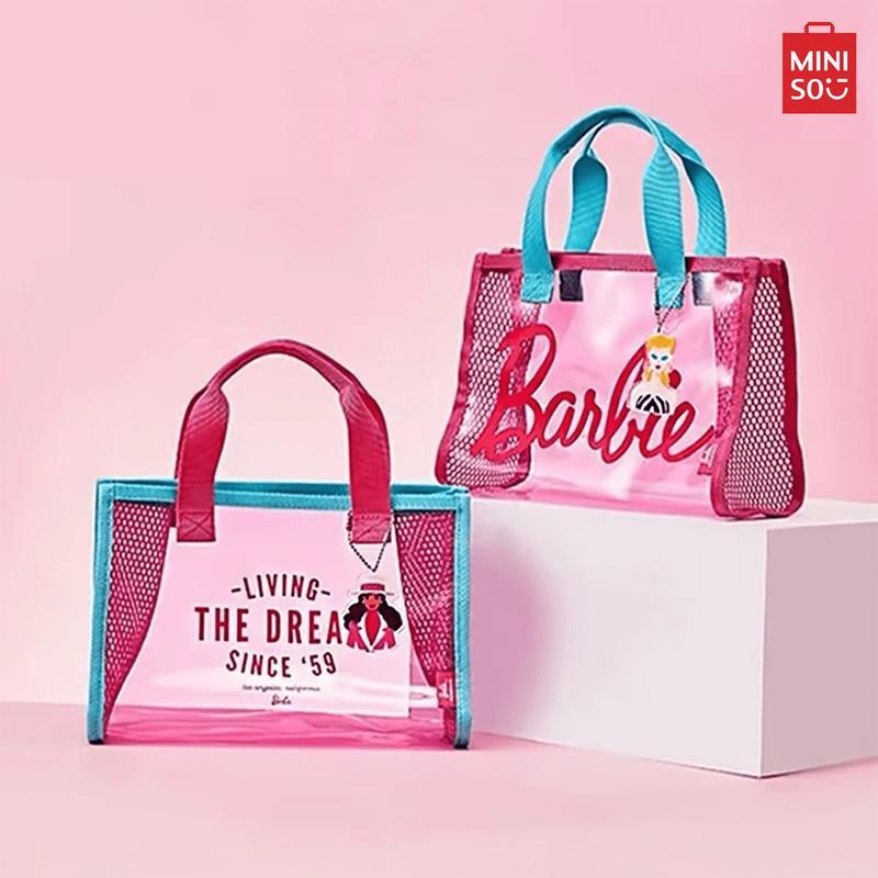 MINISO Barbie Sunshine Shine Series PVC Lunch Bag Portable Travel Cute Girls Storage Bag