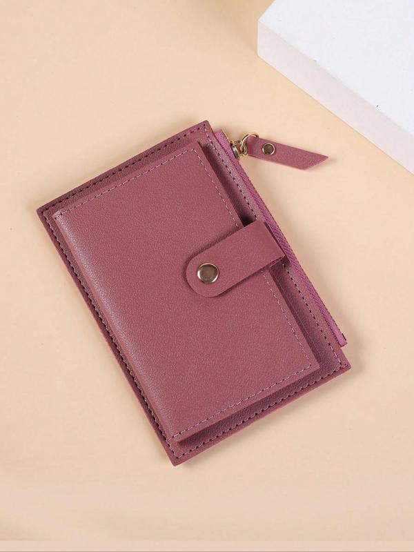 Women's Fashionable Plain Pu Leather Zipper Short Wallet, Casual Versatile Card Holder, with Card Slots for Women, Casual Trendy Versatile High-quality Daily Wallet