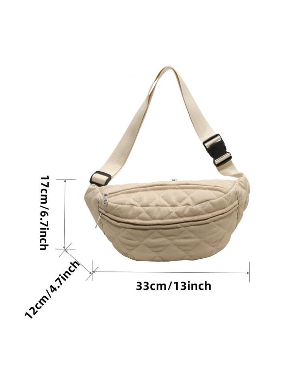 Women's Solid Color Quilted Fanny Pack, Fashionable Casual Versatile Zipper Chest Bag for Daily Used, Trendy All-match Sling Bag