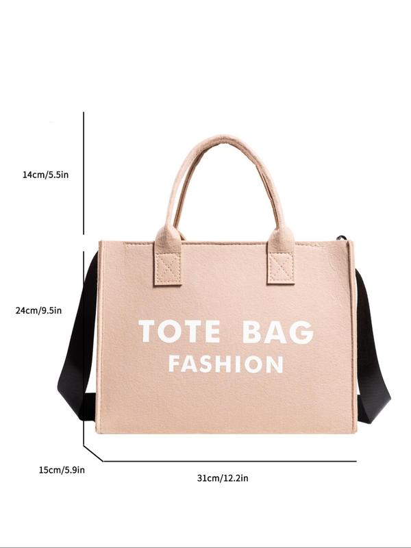 Fashion Letter Print Tote Bag, Large Capacity Shoulder Bag for Women & Girls, Casual Trendy Versatile High-quality Daily Commuting Bag, Girl Fashionable Shopping Bag, Purse Work Bags