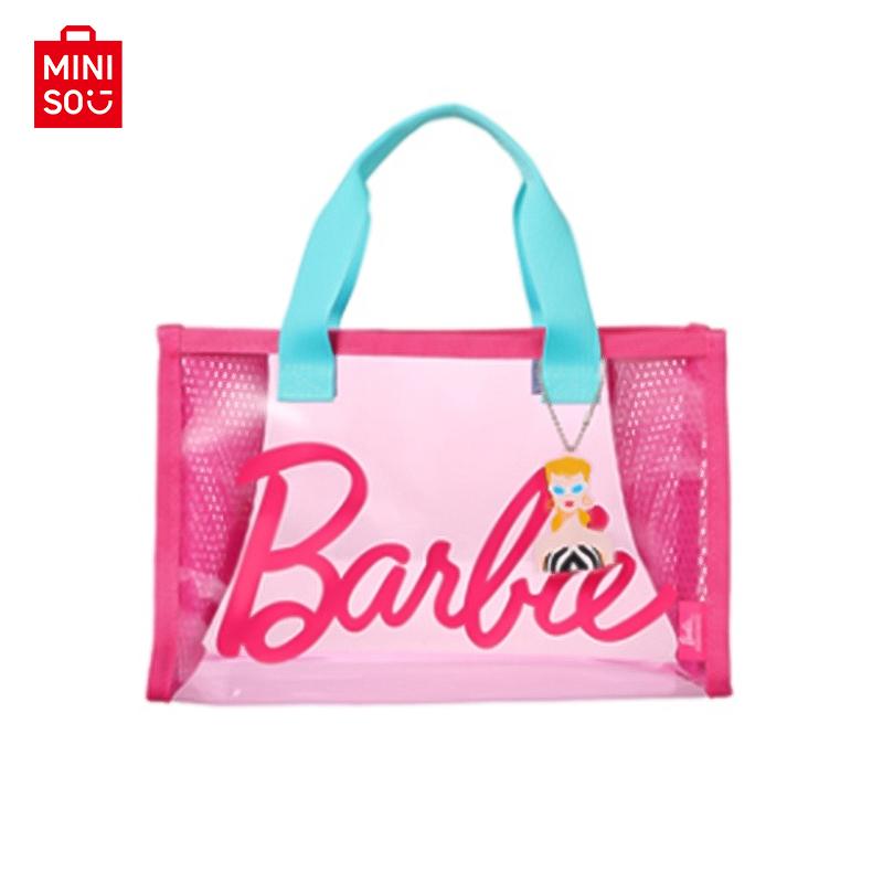 MINISO Barbie Sunshine Shine Series PVC Lunch Bag Portable Travel Cute Girls Storage Bag