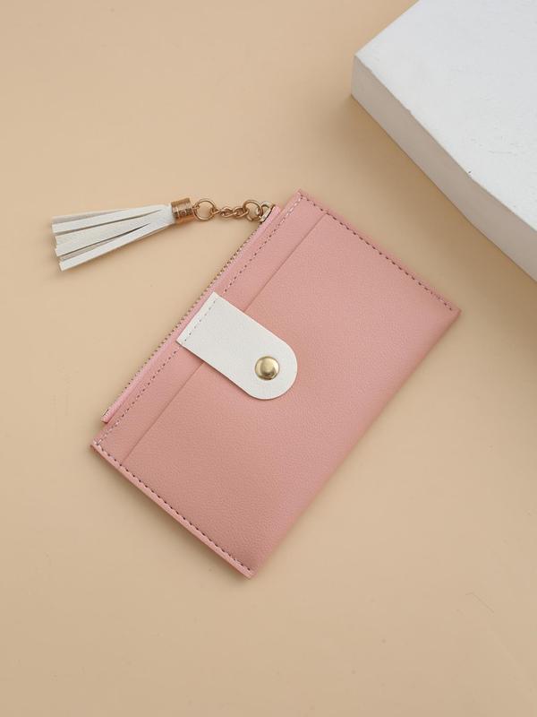 Women's Fashionable Plain Pu Leather Zipper Short Wallet, Casual Versatile Card Holder, with Card Slots for Women, Casual Trendy Versatile High-quality Daily Wallet