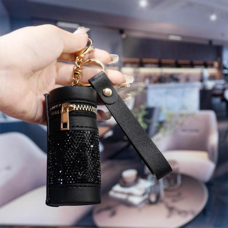 Rhinestone Decorated Key Bag, 1 Count Mini Portable Zipper Key Pouch, Fashionable Key Holder for Women & Men