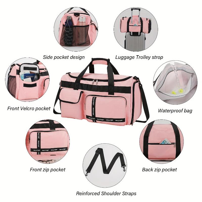 Travel Duffle Bag for Women Carry On Tote Weekender Overnight Bag Large Capacity Duffel Bag With Shoe Compartment, Gym Tote Bag with Dry and Wet Separation