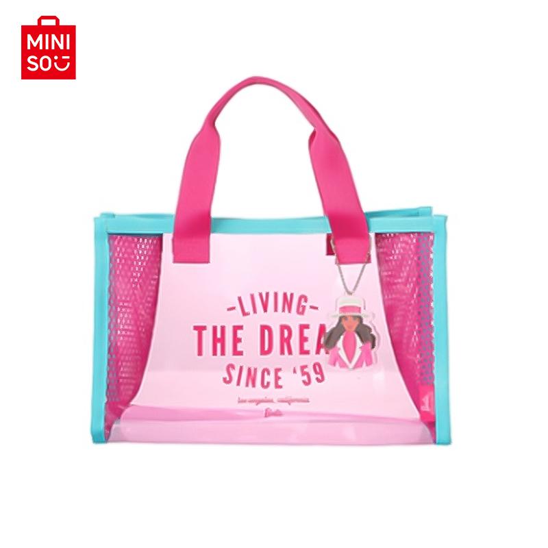 MINISO Barbie Sunshine Shine Series PVC Lunch Bag Portable Travel Cute Girls Storage Bag