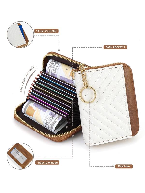 Women's Elegant Minimalist Quilted Card Holder, Trendy Versatile Zipper Card Holder, Chic All-match Card Holder for Daily & Work Use