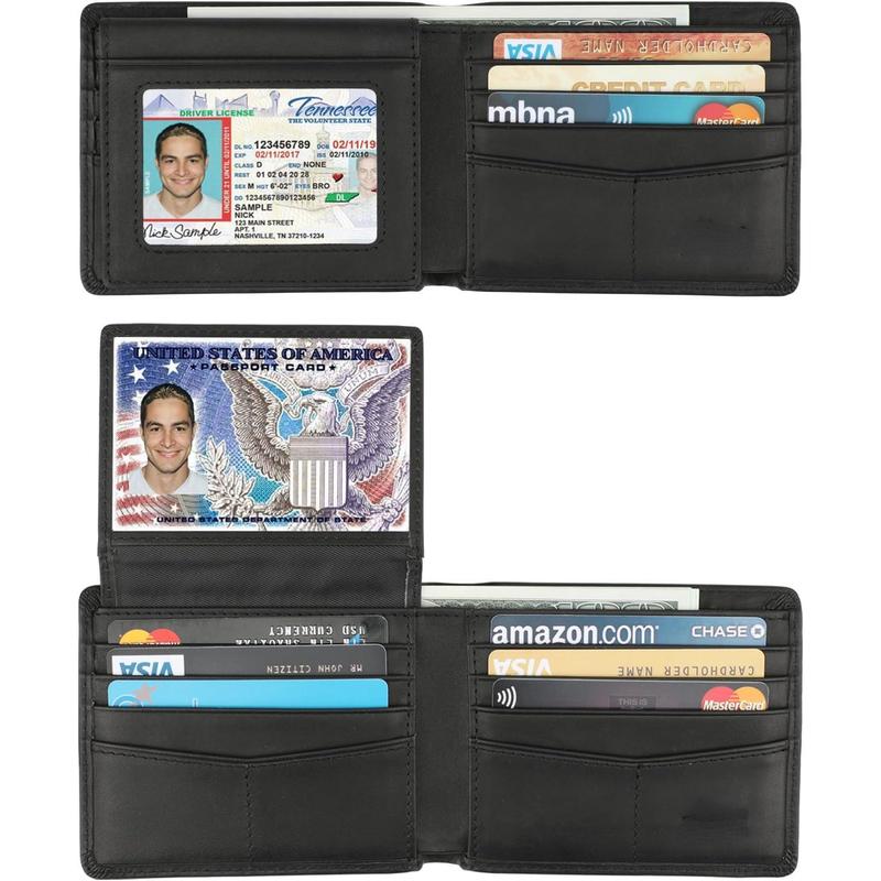 Wallet for Men-Genuine Leather RFID Blocking Bifold Stylish Wallet With 2 ID Window