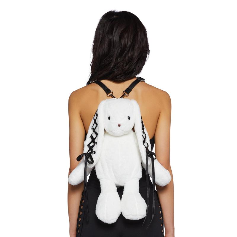 Cuddly Bunny Plush Backpack - White