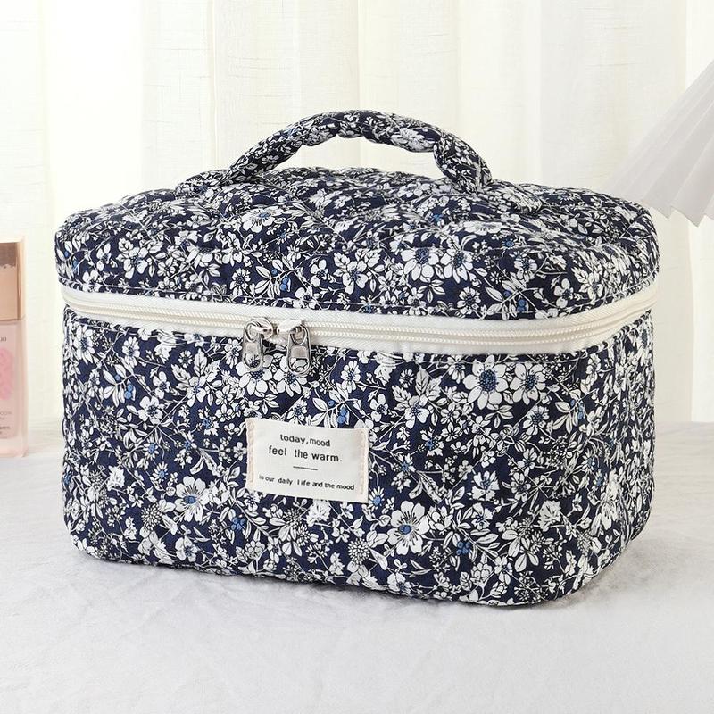 Floral Pattern Makeup Bag Set, 3 Counts set Large Capacity Cosmetic Storage Bag, Zipper Makeup Organizer Pouch, Versatile Storage Bag for Skincare Makeup Products