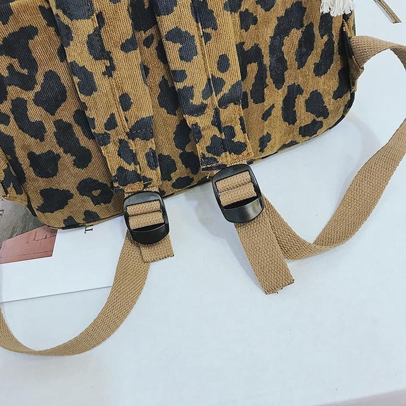 Corduroy Leopard Backpack - Boho Book Bag - Leopard Back Back - Leopard Bookbag