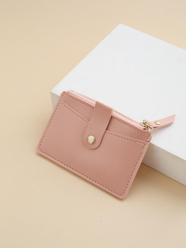 Women's Fashionable Plain Pu Leather Zipper Short Wallet, Casual Versatile Card Holder, with Card Slots for Women, Casual Trendy Versatile High-quality Daily Wallet