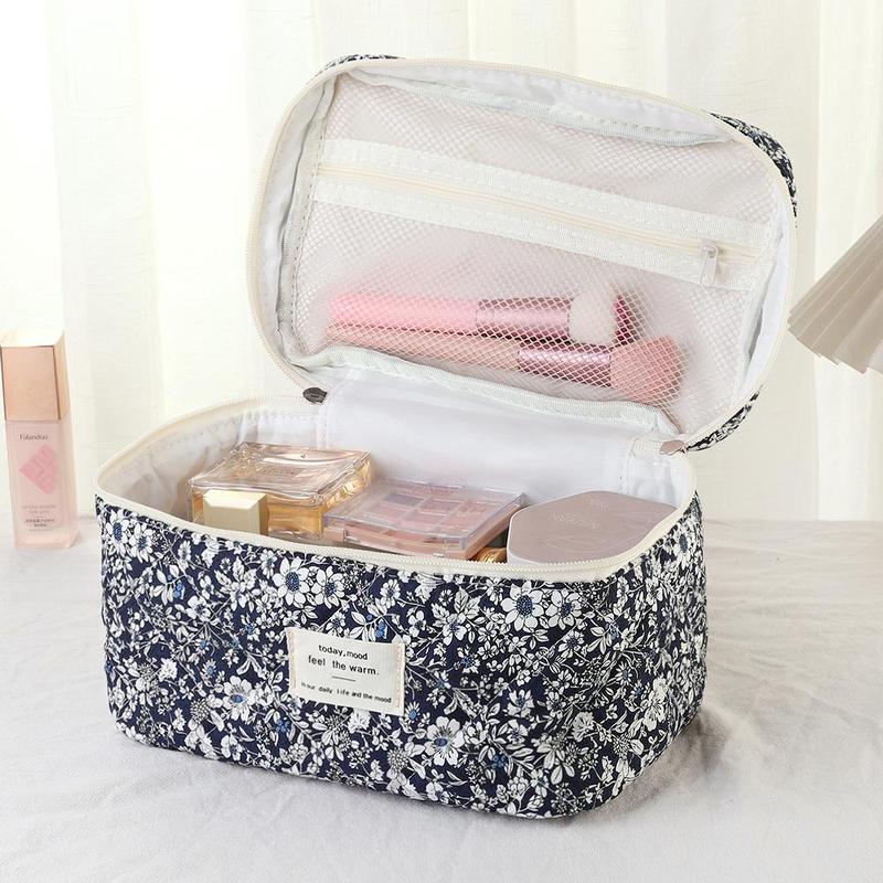 Floral Pattern Makeup Bag Set, 3 Counts set Large Capacity Cosmetic Storage Bag, Zipper Makeup Organizer Pouch, Versatile Storage Bag for Skincare Makeup Products