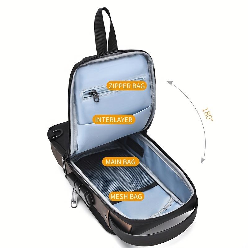 WEIXIER Man Bag - Single Shoulder Sports Slanting Chest Backpack with USB Charging Port & Anti-theft Feature - For Men - Suitable for Travel, Hiking & Daily Use - Ideal Gift for Outdoor Enthusiasts