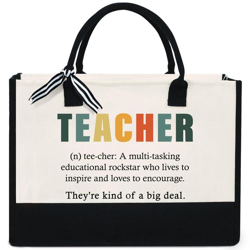 Gift For Teachers Back To School - Teacher Appreciation Gifts For Coworker, Birthday Teachers Day, Friendship, Thanksgiving Gifts,  Birthday Gift Ideas Teacher - 13oz Canvas Tote Bag With Zipper For Women