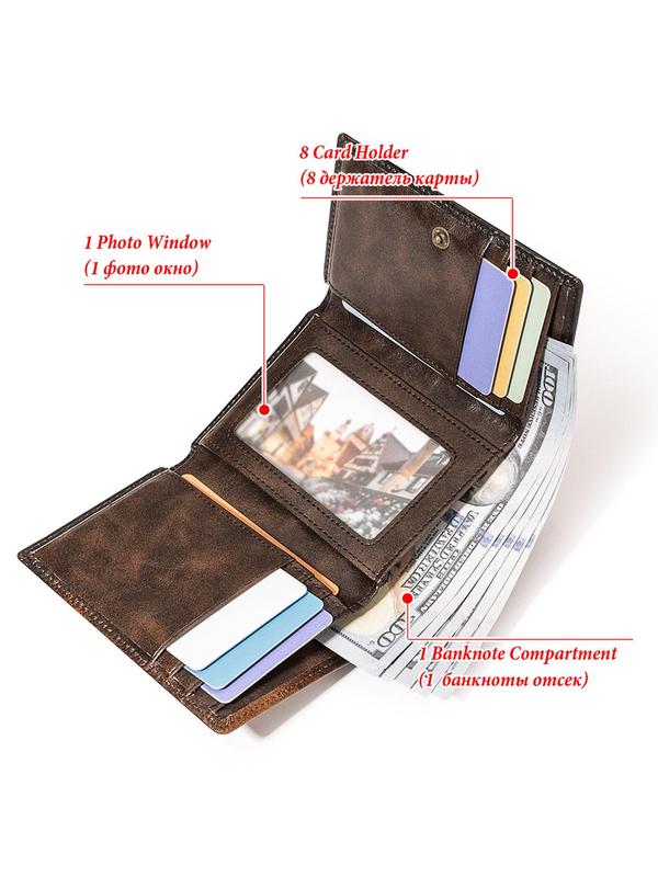 Men's Business Deer Design Wallet, Casual Trifold Leather Wallet, Trendy All-match Card Holder for Men, Vintage Style Wallet for Daily Use