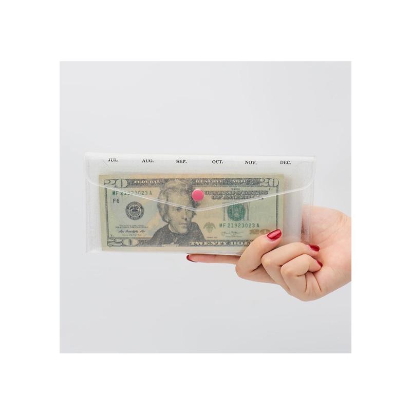 Cash Envelope Wallet with Divider with Pockets and Monthly Tab Stickers. 6 dividers