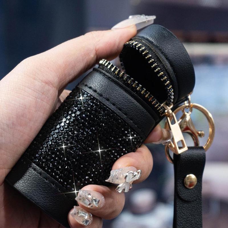 Rhinestone Decorated Key Bag, 1 Count Mini Portable Zipper Key Pouch, Fashionable Key Holder for Women & Men