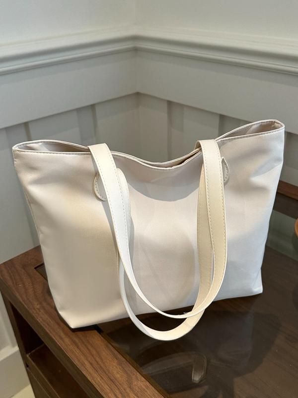 Solid Color Tote Bag, Fashionable Casual Shoulder Bag for Women & Girls, Simple All-match Bag for Daily Life & Work