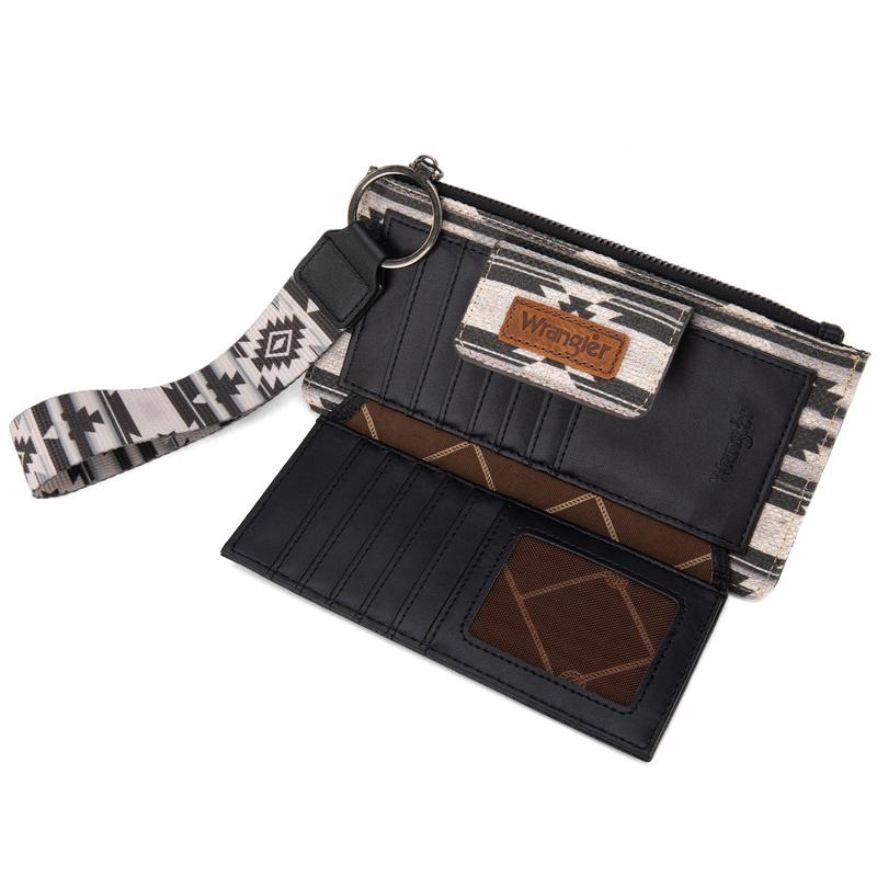 Wrangler Wallet Purse for Women Aztec Clutch Wristlet Wallet with Boho Credit Card Holder