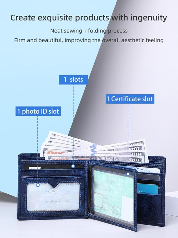 Men's Summer Business Fashion Soft Bifold Wallet, Casual Trendy Ultra-thin Wallet with Card Slots, Simple Style Short Anti-theft Wallet for Work & Daily Use