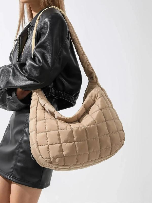 Solid Color Quilted Puffer Crossbody Bag for Women, Fashionable Large Capacity Shoulder Bag, Everything Bag, Trendy All-match 2024 Bag for Teen Girl Women College Student, Fall Outfits, Fall Freshness