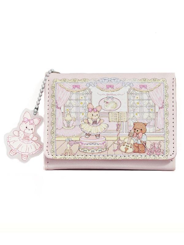 Women's Cartoon Bear & Rabbit Pattern Short Wallet, Cute Multi Card Slot Trifold Short Wallet, Fashionable Wallet for Women & Girls