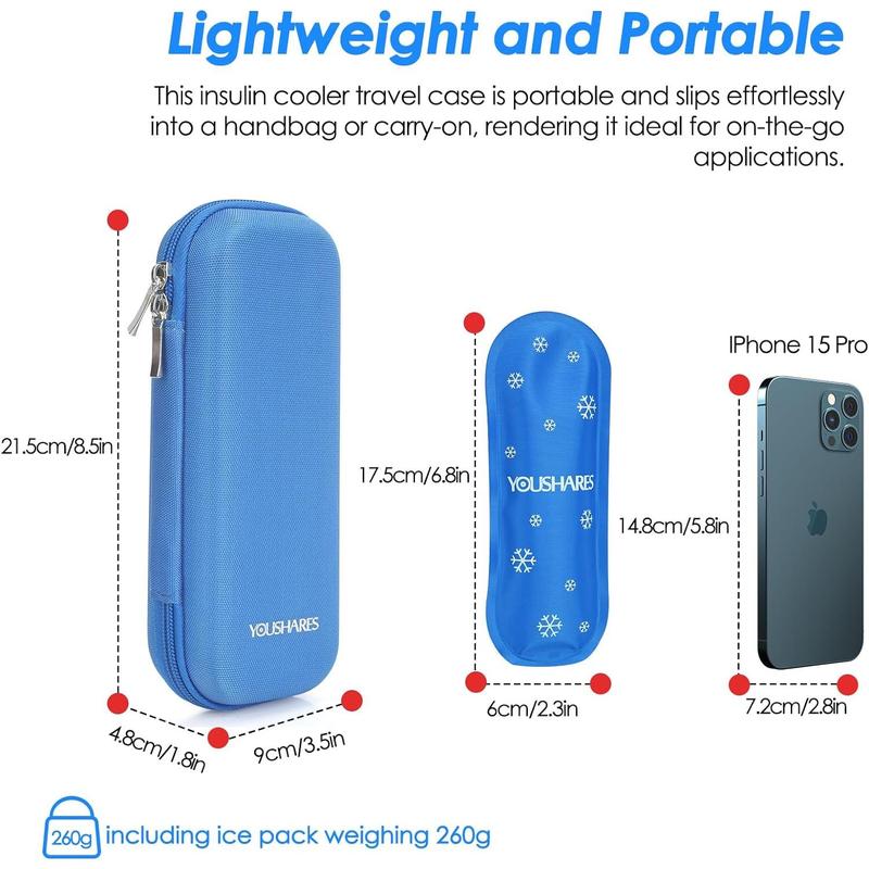 Insulin Cooler Travel Case TSA Approved - Portable Medication Cooler for Travel with 2 Ice Packs, Insulated Insulin Travel Case for Trip and Daily Life (Blue)