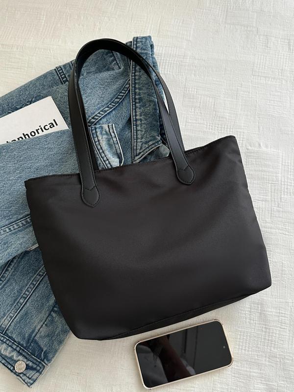 Solid Color Tote Bag, Fashionable Casual Shoulder Bag for Women & Girls, Simple All-match Bag for Daily Life & Work